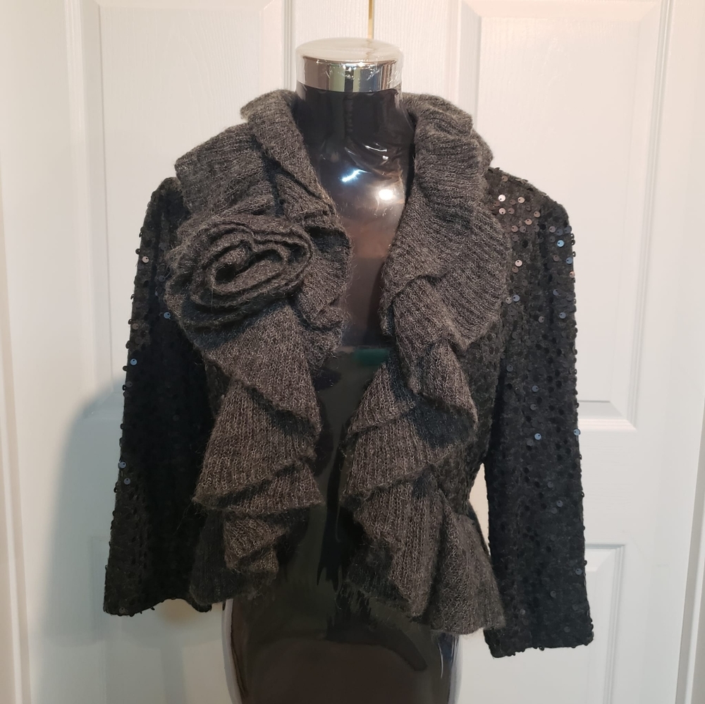 Alberto Makali Grey Sequin Sweater Size M